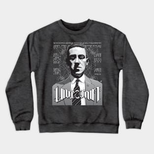 H P Lovecraft Ambigram Portrait Crewneck Sweatshirt